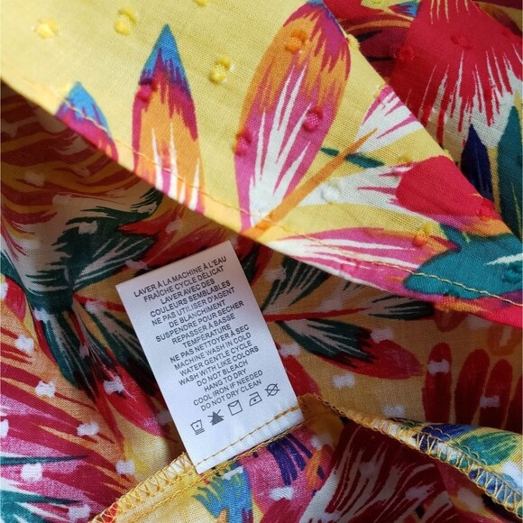 Rachel Zoe Parrot Tropical Cotton Textured Colorful Short Sleeve Blouse Top XS - Picture 11 of 11
